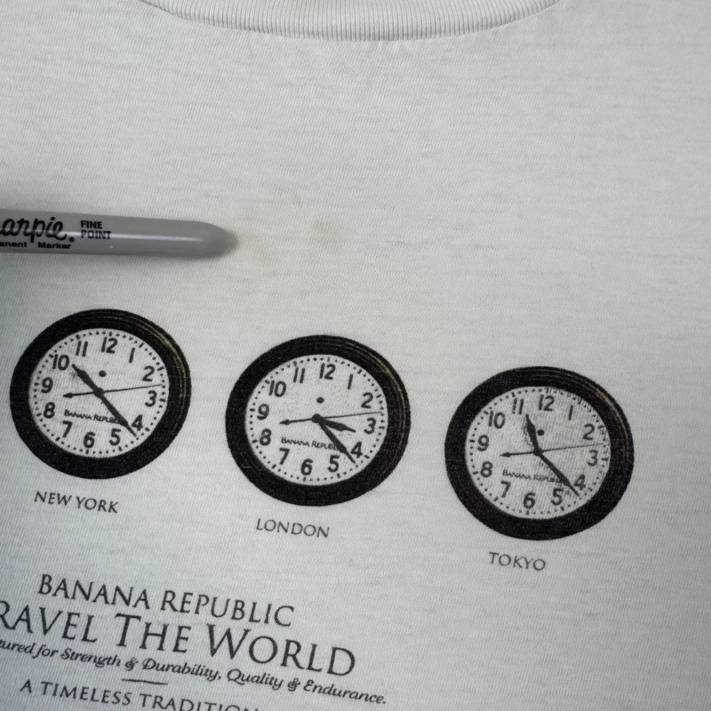 Vintage Banana Republic T-Shirt Mens XL White Promo Travel The World Tokyo 90s